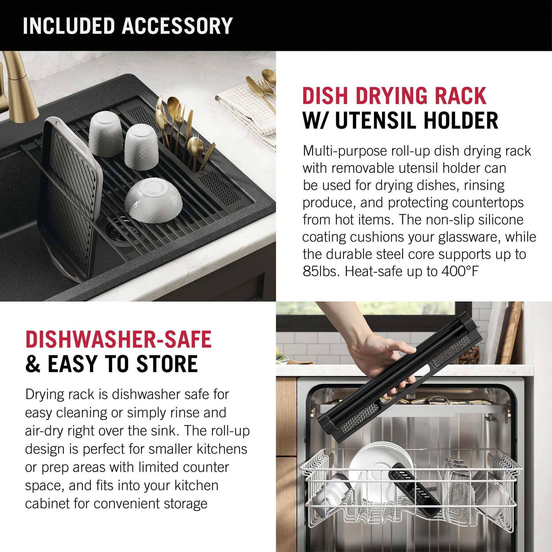 33&rdquo;&nbsp;Granite Composite&nbsp;Workstation Kitchen Sink&nbsp;Drop-In&nbsp;Top Mount&nbsp;Single Bowl with&nbsp;WorkFlow&trade; Ledge and Accessories